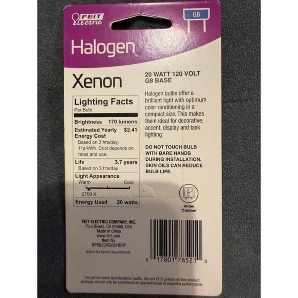 Feit Xenon G8 Base 20 Watt 120 Under Cabinet Light Bulbs 2 Pack